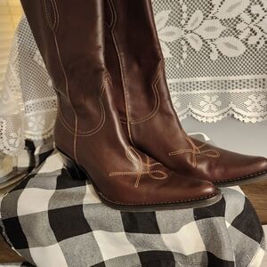 FRANCO SARTO BROWN WESTERN LONG BOOTS SIZE 8.5